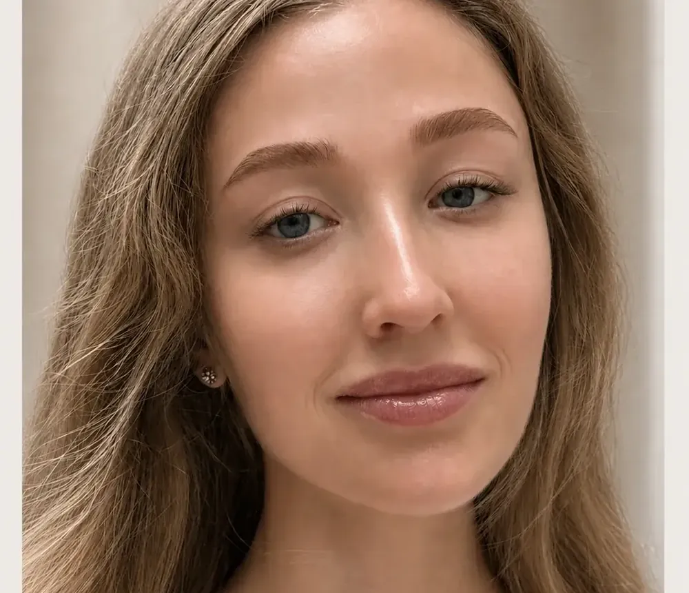 Natural brow shaping and tint, close-up
