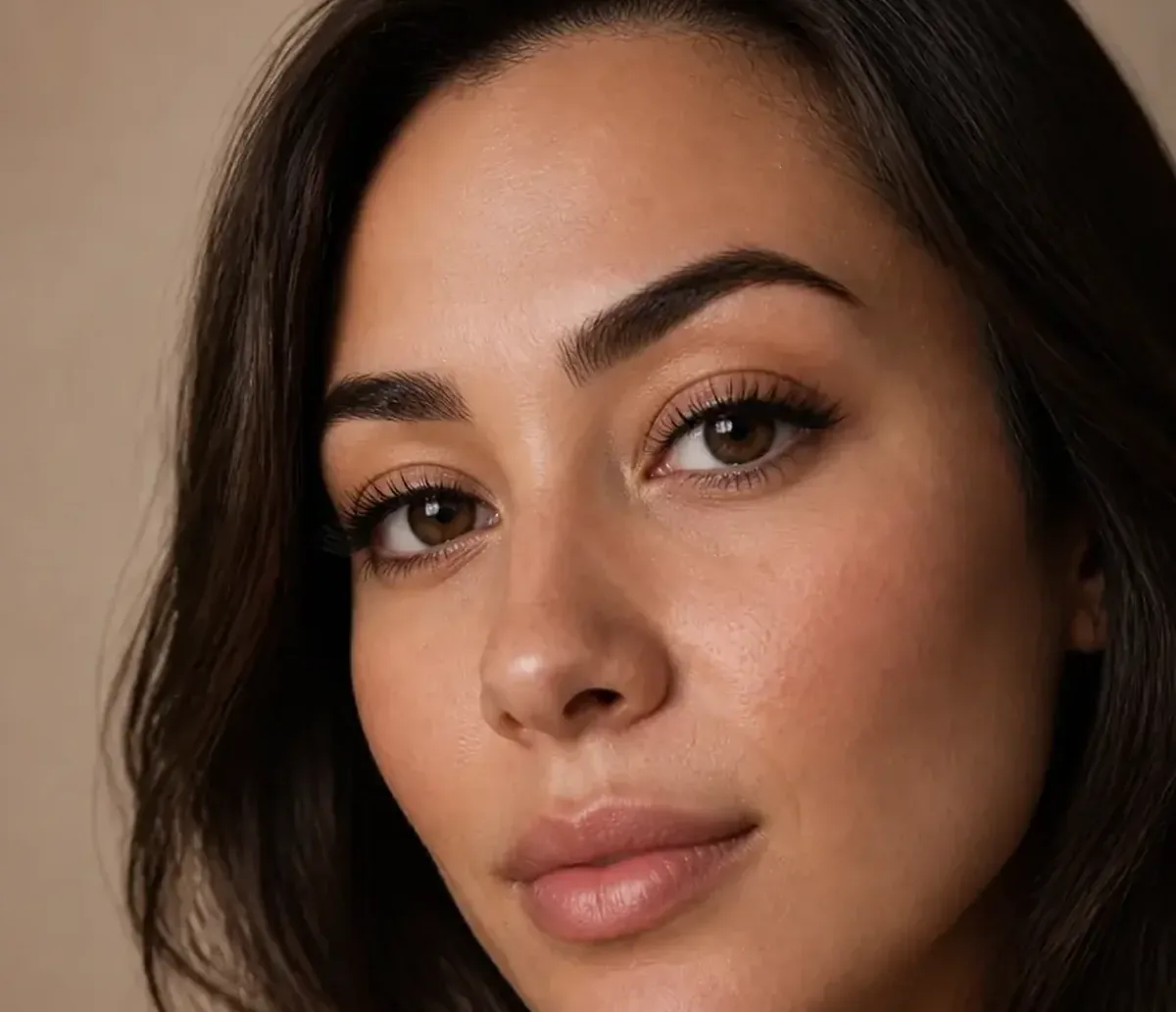 Close-up of finished lash extensions
