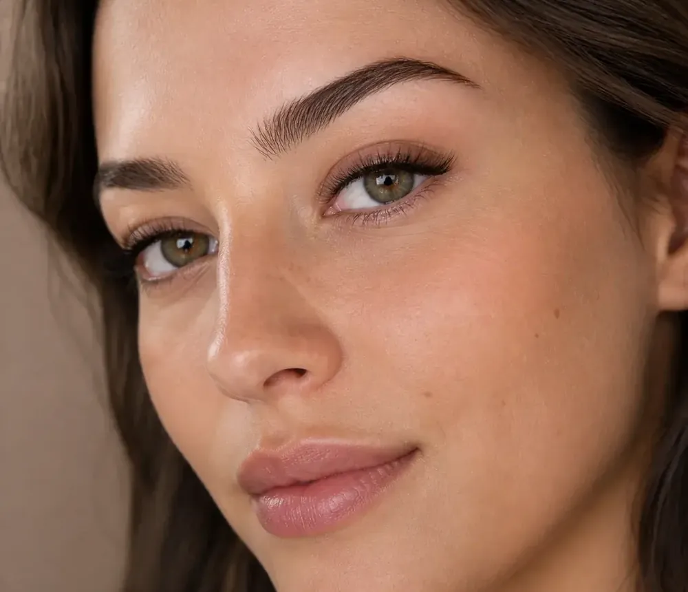 Close-up of a finished lash set
