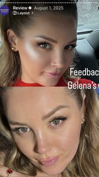 A client wearing lashes by brow and lash up